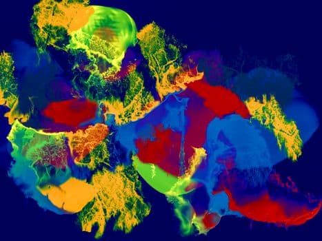 A vivid abstract painting with bold colors and dynamic textures, showcasing expressionism.